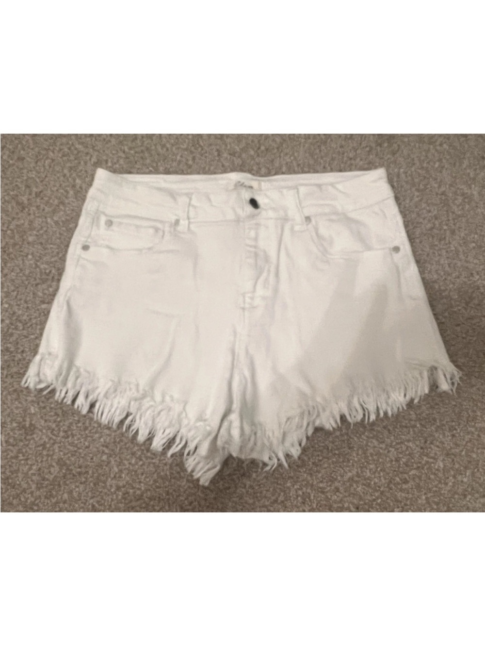Elan White Frayed Hem Denim Shorts Size Large